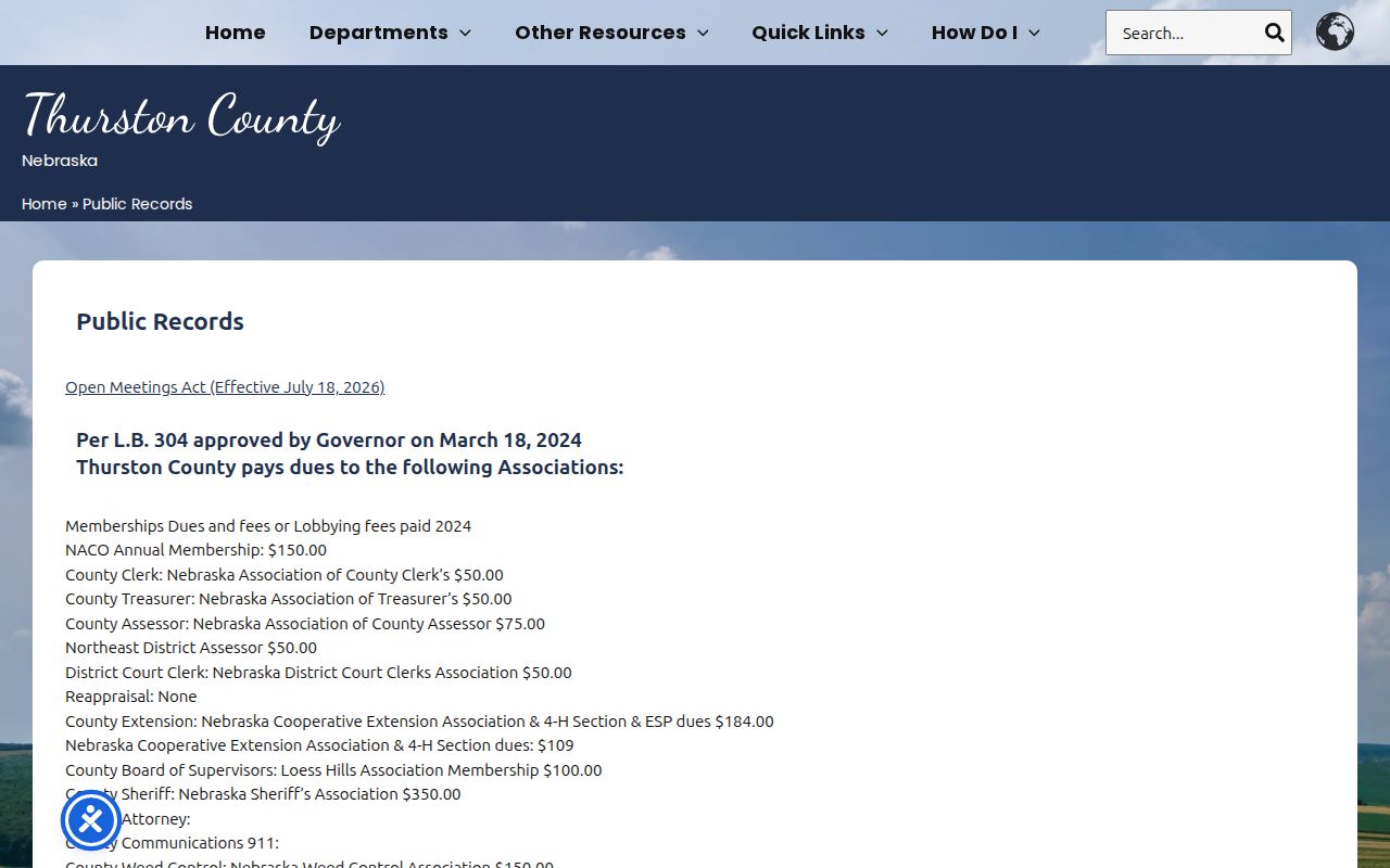 Thurston County public records page for warrant records access