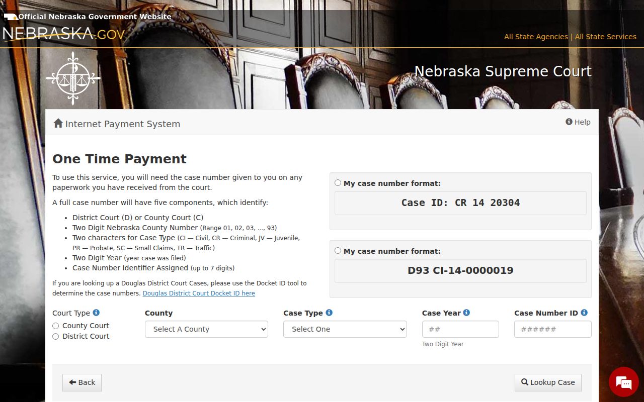 Nebraska case number lookup for Thurston County warrant records