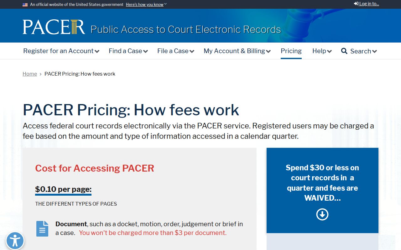 Federal docket access information for comparison with Thurston County warrant records