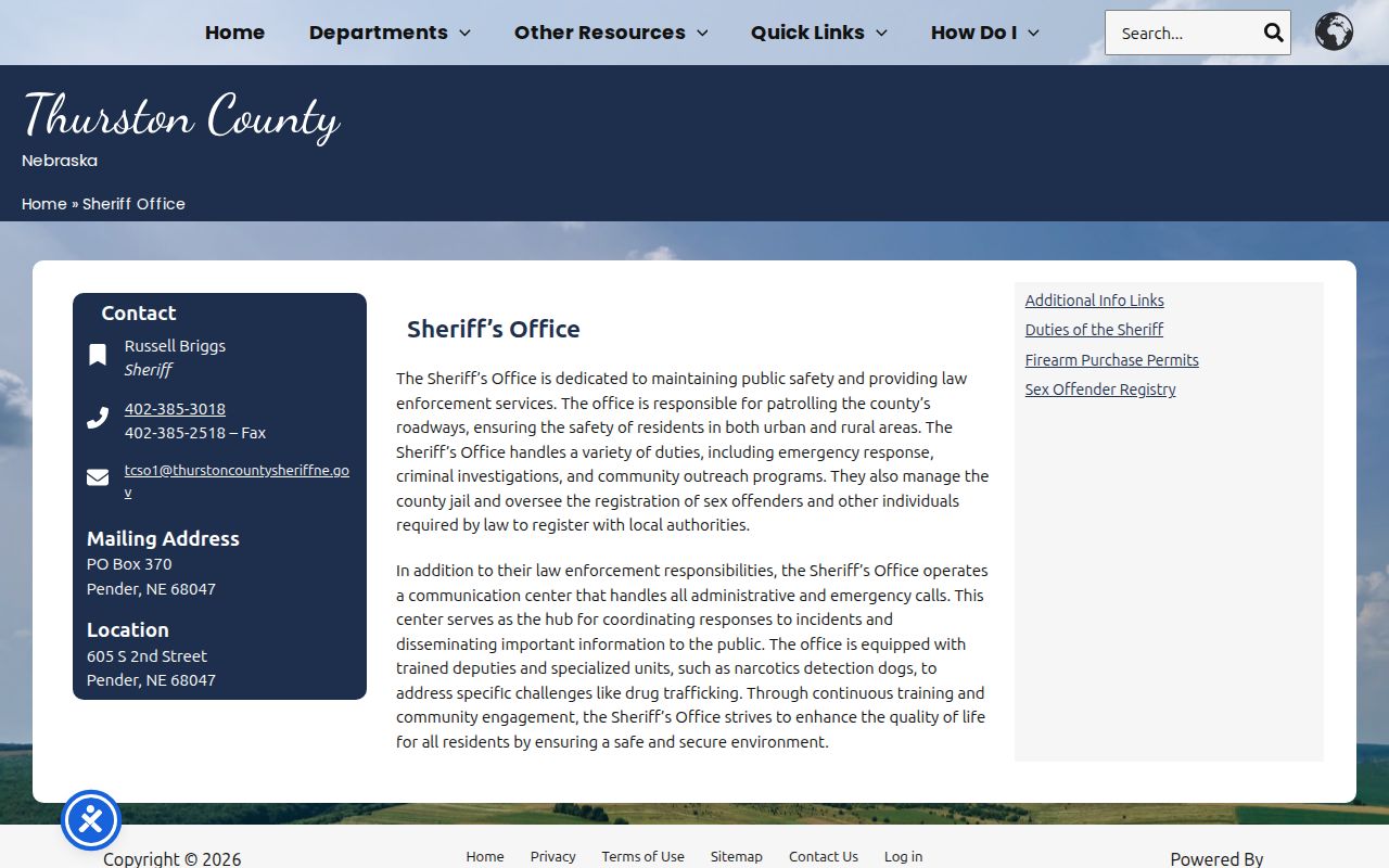Thurston County Sheriff contact information for warrant records